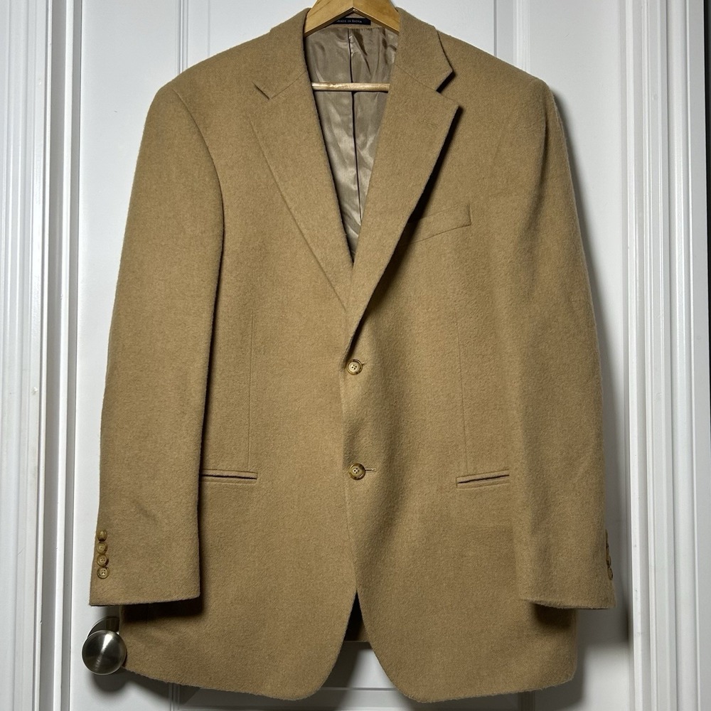 Lands' End 100% Camel Hair‎ Tan Blazer Classic Timeless Sophisticated Style